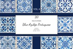 Watercolor Portuguese Tiles| Blue Azulejo Seamless Tile VOL4 Product Image 1