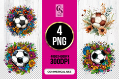 Floral Soccer Ball Clipart Sublimation PNG Product Image 1