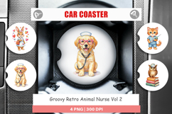 Groovy Retro Animal Nurse Car Coaster Product Image 1