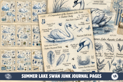 Summer Lake Swan Junk Journal Pages Product Image 1