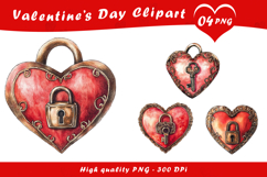 Valentine Day Heart Lock Clipart PNG Product Image 1