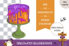 Hand Drawn Halloween Cake Illustration, Halloween Sweets Product Image 1