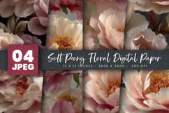 Soft Peony Floral Digital Paper Product Image 1