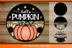 Hello Pumpkin, Fall Door Round Hanger Sign SVG Cut Files Product Image 1