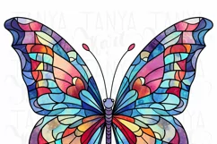 Stained Glass Butterfly PNG, DTF Transfers,Watercolor Design Product Image 2
