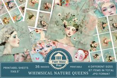 Whimsical Nature Queens Junk Journal Papers, Whimsical Girls Product Image 1