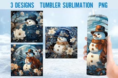 Snowman Stained Glass Tumbler Wrap Sublimation Designs Product Image 1