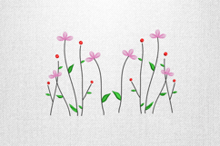 Pink Wildflower Line Embroidery Design Product Image 1