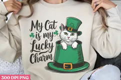 My Cat Is My Lucky PNG, St Patricks Day Cat Sublimation Product Image 1