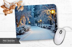 Snow Covered Mountain Cabin in the Forest Mouse Pad PNG Product Image 1