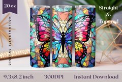 Stained Glass Butterfly Tumbler Template, Butterfly PNG Product Image 1
