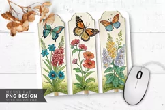 Butterfly and Floral Garden Stakes Mouse Pad PNG Design Product Image 1