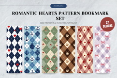 Argyle Pattern Romantic Hearts Bookmark,Preppy Plaid Bookmar Product Image 1