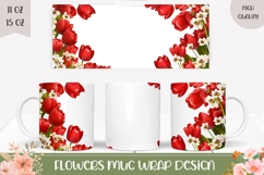Spring Flowers Mug Wrap, Red Tulips Mug Template Product Image 1