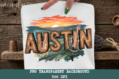 Austin Texas PNG, Vintage Longhorn City Skyline Sublimation Product Image 2