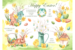 Happy Easter watercolor set. Easter traditions. Product Image 1