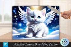 Angel Kitten in a Snowy Sky Cutting Board PNG Product Image 1