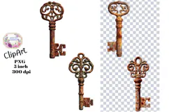 Vintage, Key, Metal, Rust, Ephemera, PNG, Clipart Product Image 1