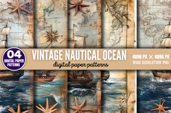 Vintage Nautical Ocean Digital Paper Background PNG Product Image 1