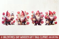 Cute Valentine Gnome Clipart, Gnome Clipart, Cute Gnome Product Image 1