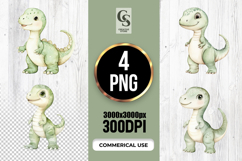Cute Watercolor Dinosaur Clipart Sublimation PNG Product Image 1