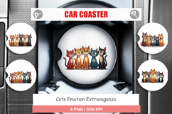 Cats Emotion Car Coaster Product Image 1