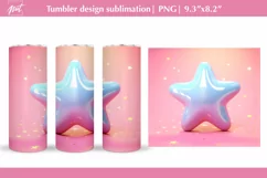 Cute blue star 3D tumbler design, pink tumbler wrap Product Image 1