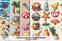 Beach mosaic digital paper, background clipart Product Image 1