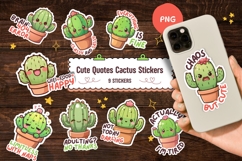Funny Quotes Cactus Stickers Set - PNG Product Image 1
