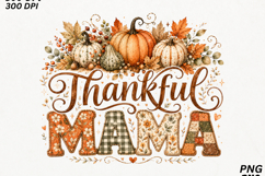 Thankful Mama Pumpkin Autumn Floral Thanksgiving SVG Product Image 2