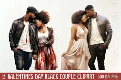 Valentines Day Black Couple Clipart, Black Couple Clipart Product Image 1