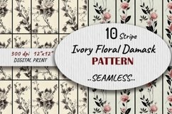 10 Ivory Floral Damask Seamless Digital Paper For Download Product Image 1