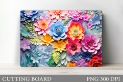 3D Flowers Cutting Board. Colorful Flowers Cutting Board Product Image 1