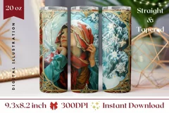 Art Christmas Tumbler Design, Winter Forest Tumbler PNG Product Image 1