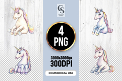Watercolor Rainbow Mane Unicorn Clipart Sublimation PNG Product Image 1