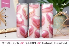3D Pink Hearts Tumbler Design, Valentine's Day Sublimation Product Image 1