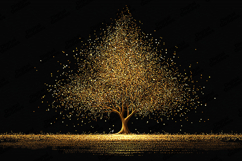 Isolated Gold Glitter Tree - Luxurious Dark Background Art Product Image 1