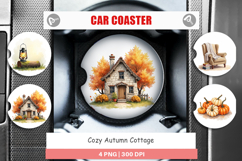 Cozy Autumn Cottage Car Coaster Product Image 1