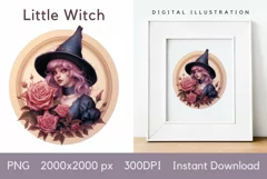 Cute Little Witch PNG, Magic Girl Illustration, Kawaii Witch Product Image 1