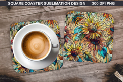 Flowers Coaster Sublimation, Autumn Flowers Coaster PNG Product Image 1