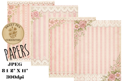 Shabby Chic, Pink, Paper, Floral, Papers, Junk Journal Product Image 1