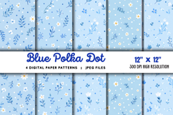 Blue Polka Dot Digital Paper JPG Product Image 1