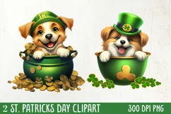 St Patricks Day Dog with Gold Coin Clipart, St Patricks Day Product Image 2