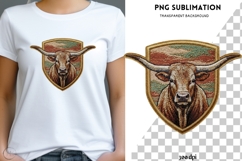 Longhorn Bull Embroidery PNG | Western Cow Skull Style Patch Product Image 1