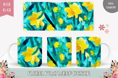 Narcissus Mug Wrap Design, Blue Coffee Mug Sublimation Product Image 1