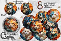 3D papercut cat | 8 papercut car coaster &amp; key chain designs Product Image 1
