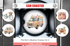 70s Retro Medical Scenes Car Coaster Product Image 1