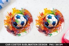Soccer Ball Car Coaster - Coaster Sublimation Design Product Image 1