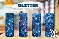 Blue Glitter Tumbler Sublimation, Blue Tumbler Wrap Design Product Image 1