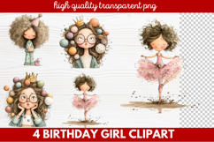 Birthday Girl Clipart | Cute Celebration PNG Illustration Se Product Image 1